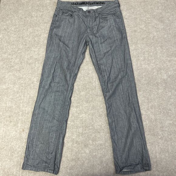 Marc Anthony Jeans Men's Gray 32x32 Slim Fit Straight Gray Denim Jeans Designer - Picture 1 of 7